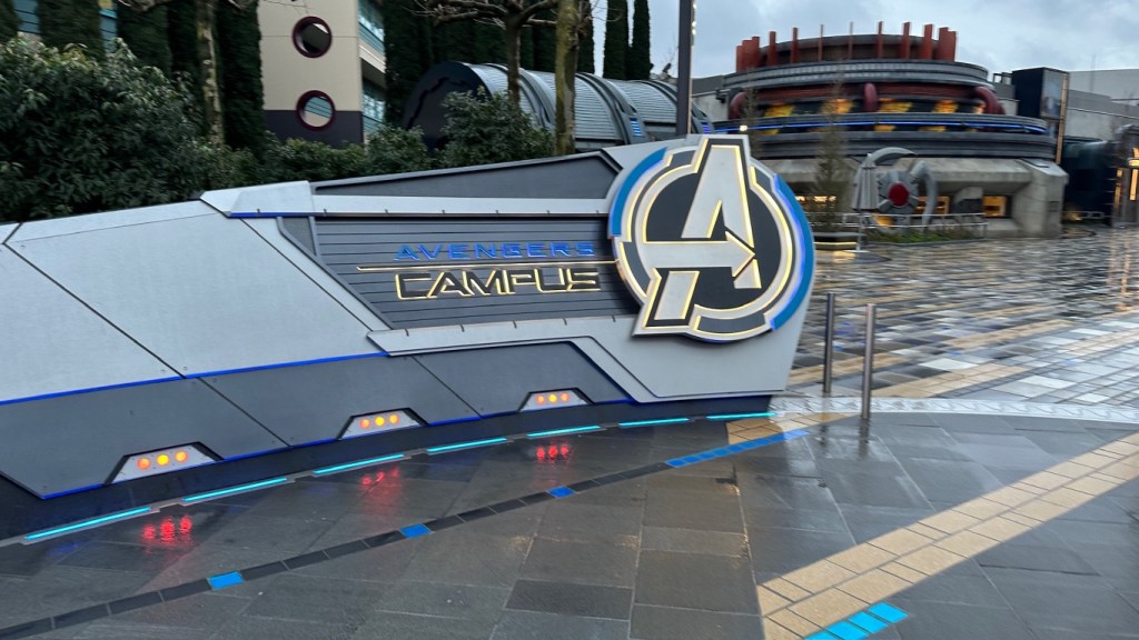 Avengers Campus sign in Disneyland Paris