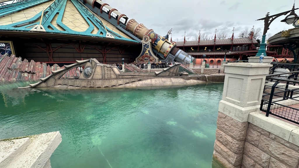 Nautilus submarine next to the Space Mountain ride in Disneyland Paris