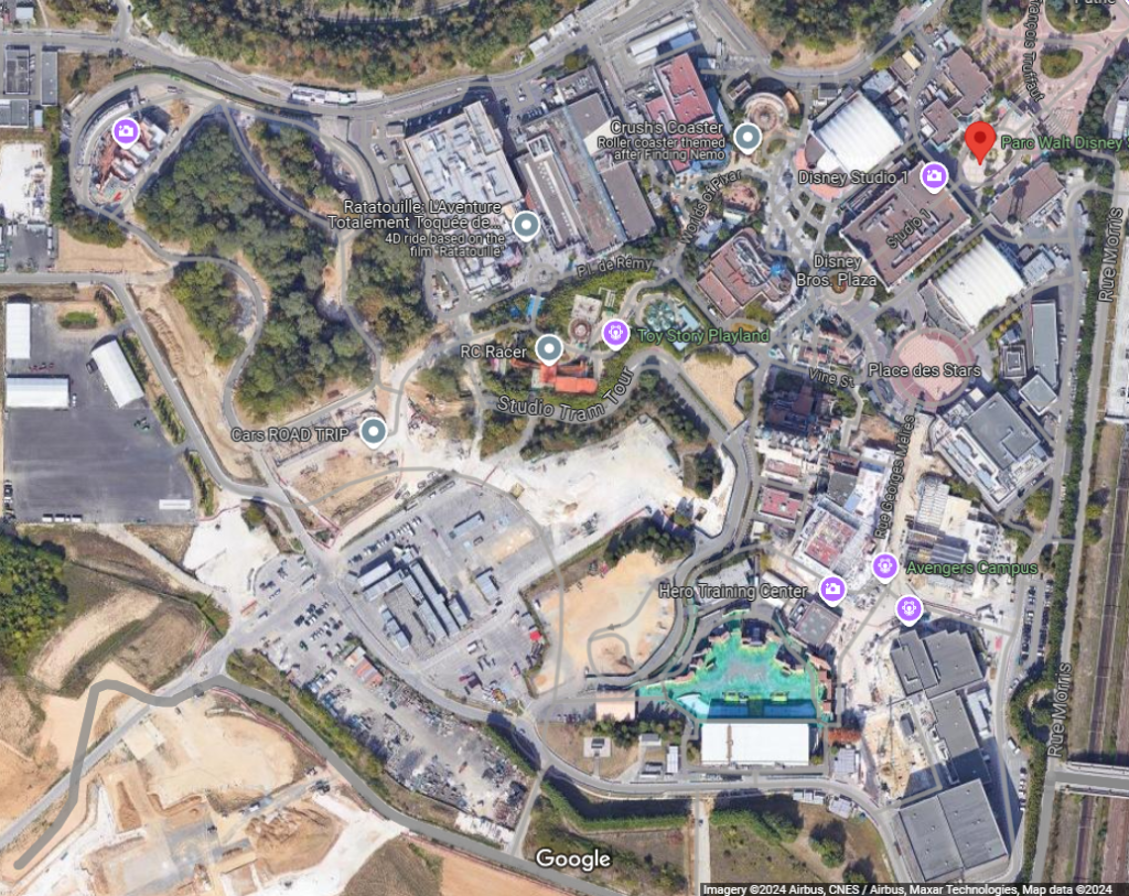 Aerial photograph of Walt Disney Studios park