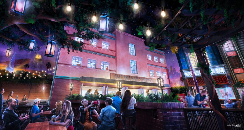 Artist impression of faux building inaide new World Premiere at Disneyland Paris