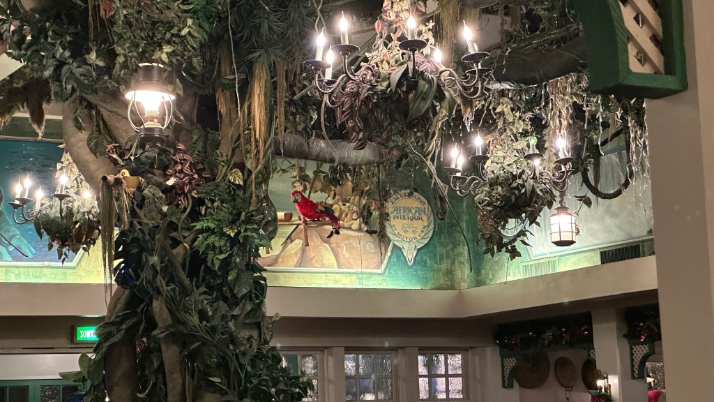 Fake tree inside a restaurant at Disneyland Paris
