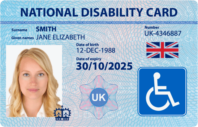 Example National Disability Card from the UK