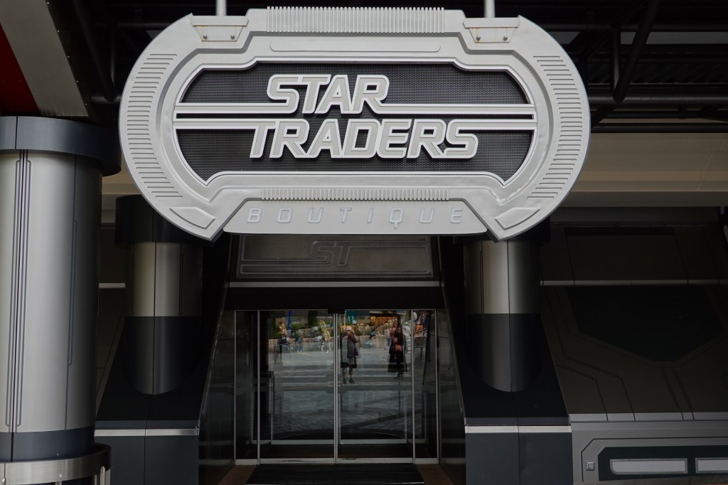Star Traders Boutique sign and door in Disneyland Paris