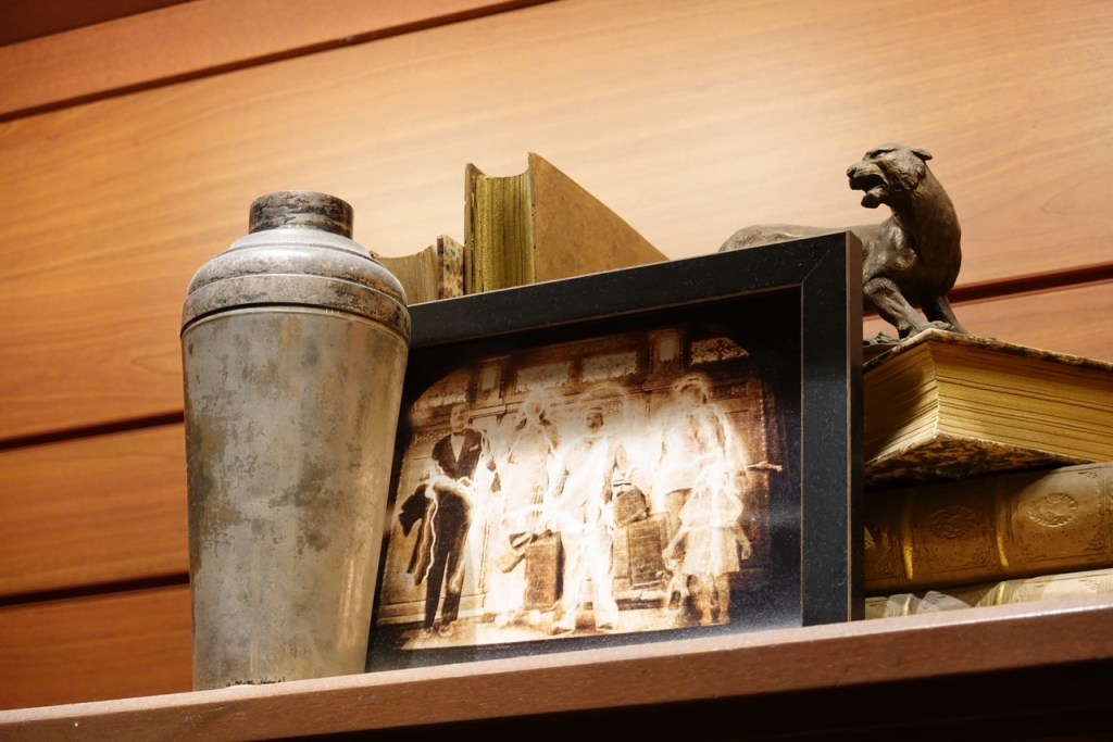 Photo and props inside the Tower of Terror gift shop at Disneyland Paris