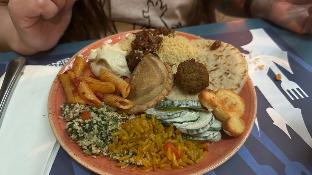 Mediterranean food on a plate in Disneyland Paris