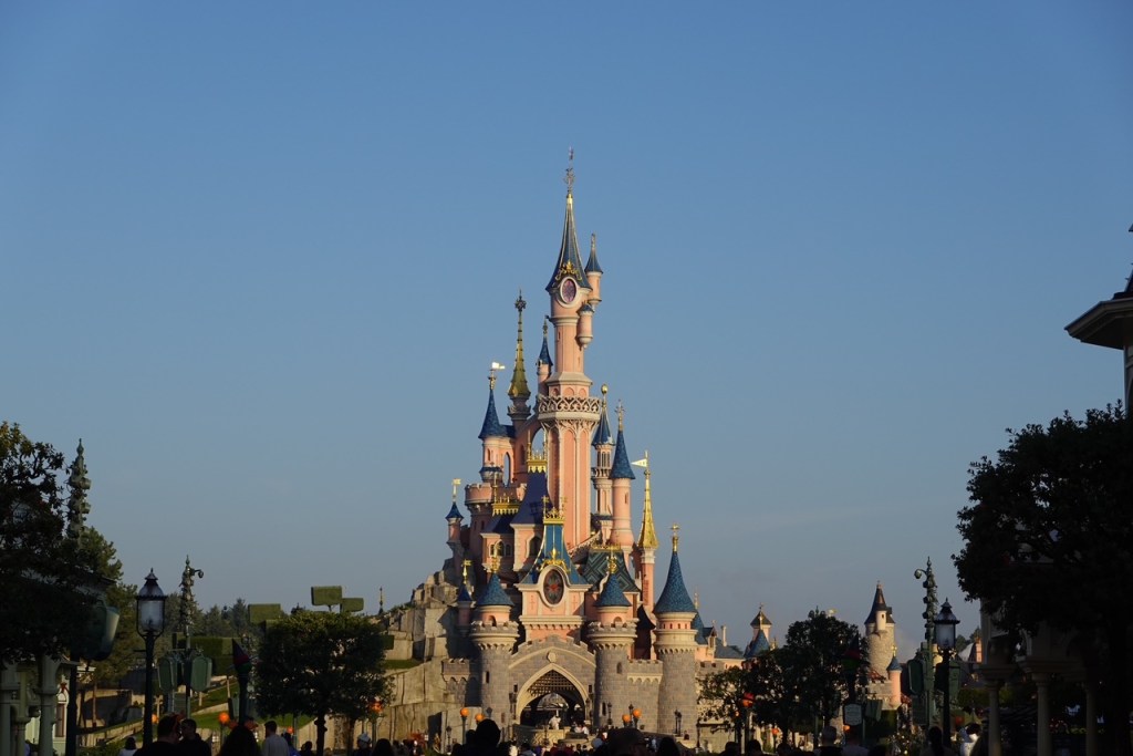 Blue sky behind Sleeping Beauty Castle in Disneyland Paris