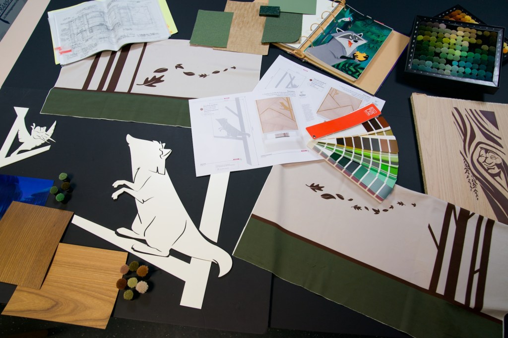 Concept art pieces for a Pocahontas themed room at Disney's Sequoia Lodge in Disneyland Paris