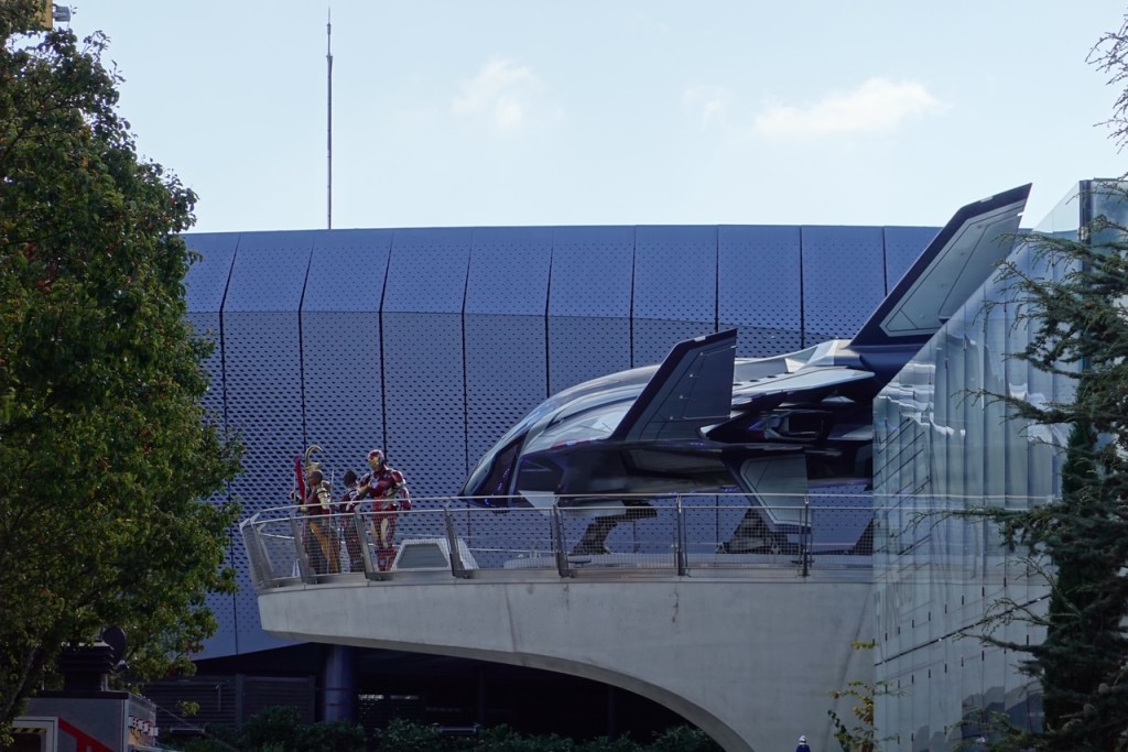 Quintet model and super hero characters in Avengers Campus at Disneyland Paris