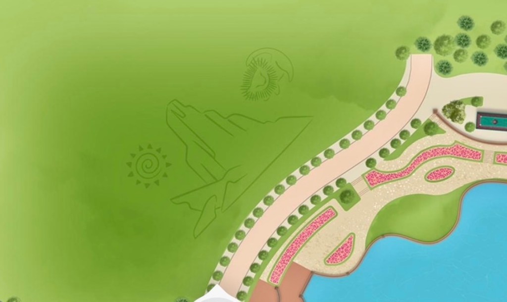 Lion King logos on empty land on the map of Disney Adventure World in the Disneyland Paris app
