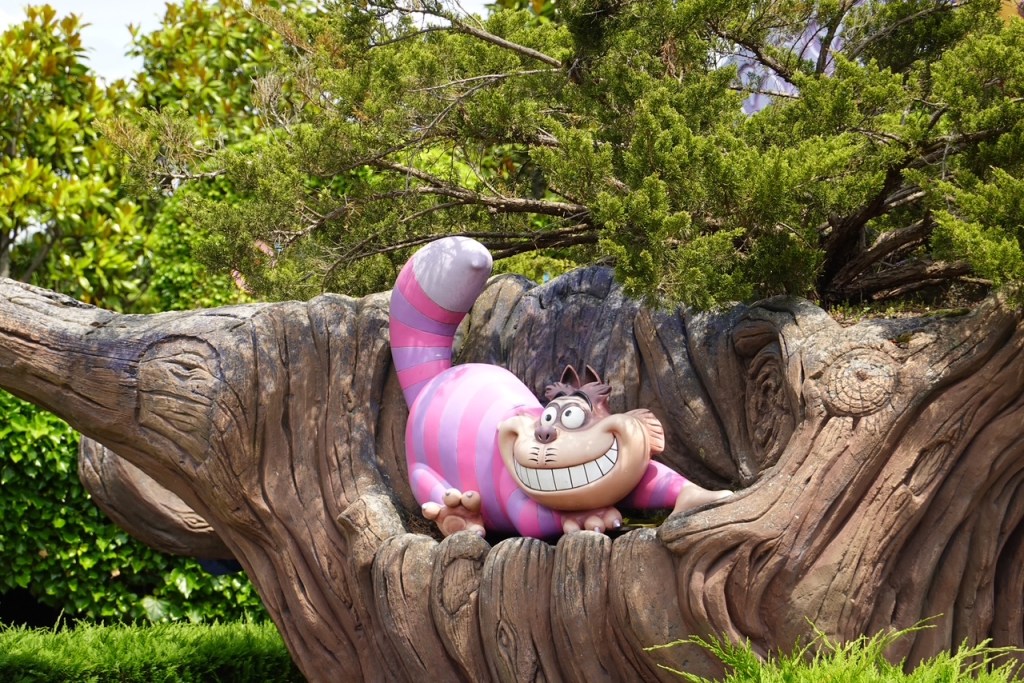 Cheshire Cat statue in Alice's Curious Labyrinth