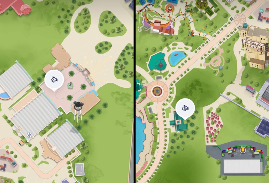 Map showing locations in Disney Adventure World