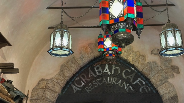 Agrabah Cafe Restaurant sign at Disneyland Paris