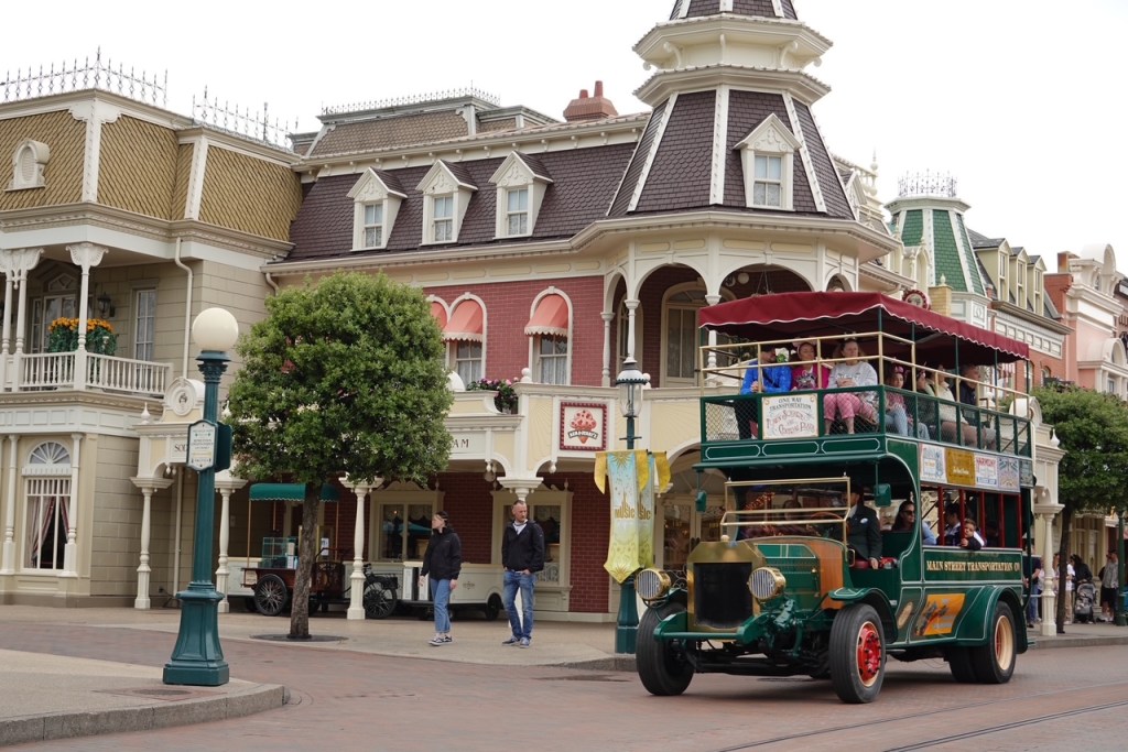 Gibson Girl Ice Crean Parlour and historic bus on Main Street USA