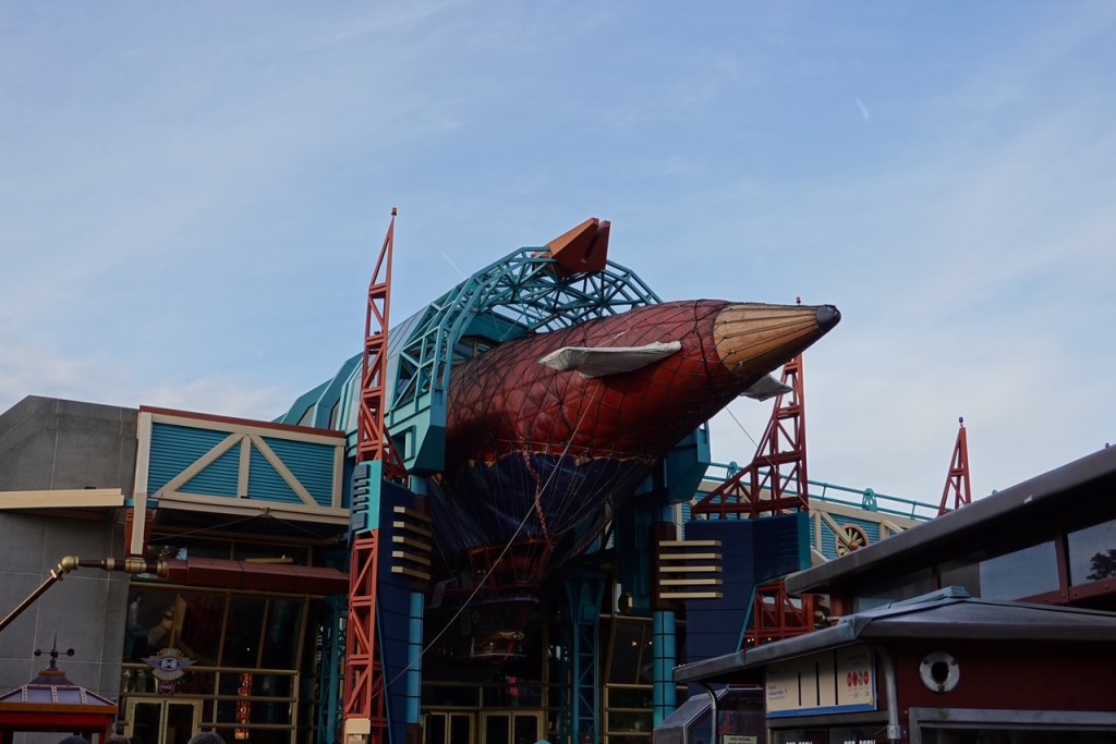 Airship outside Cafe Hyperion in Disneyland Paris